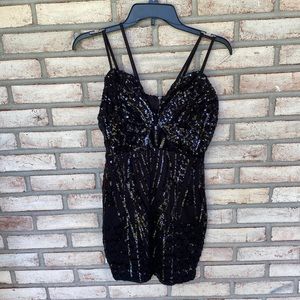Black sequin party dress